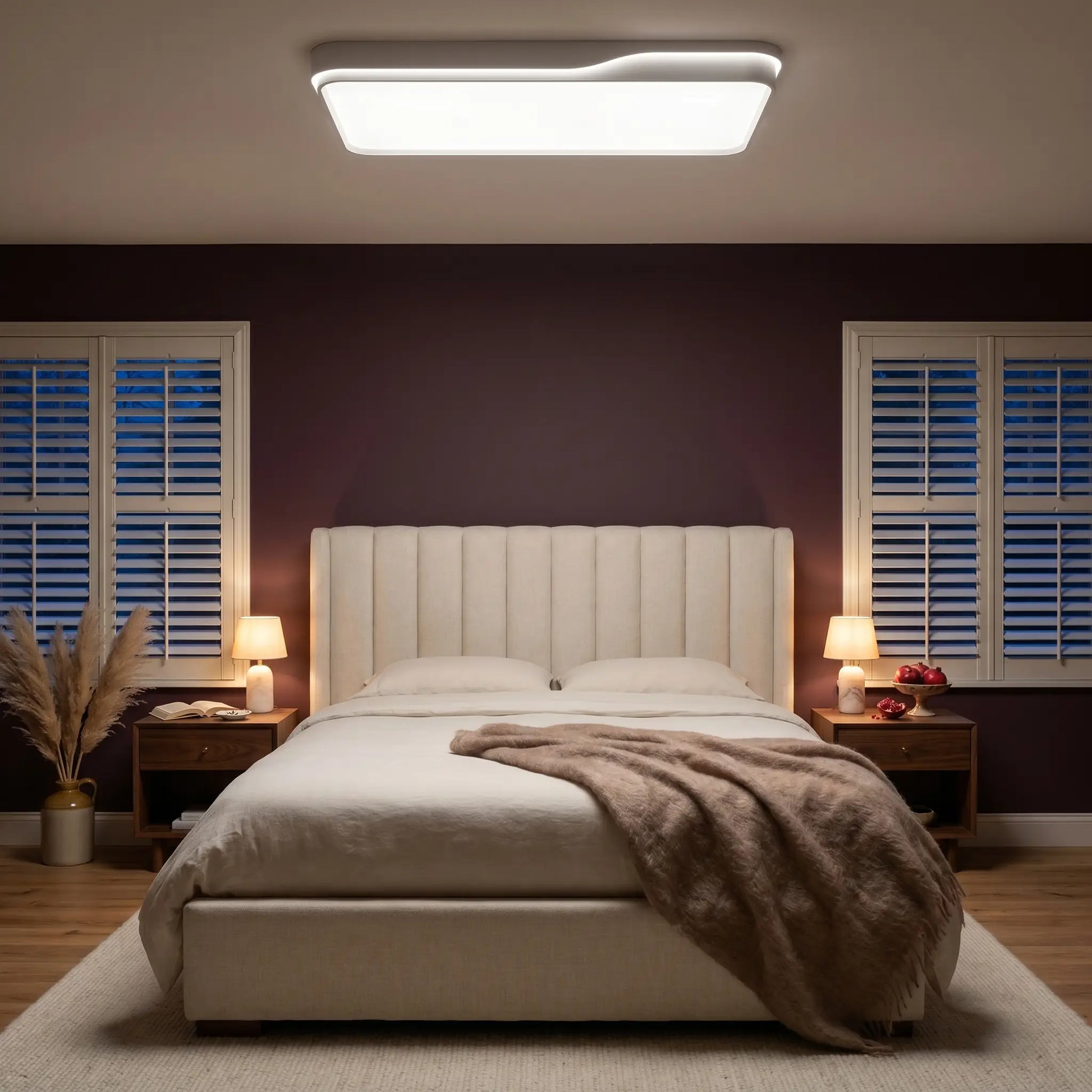 Lifestyle scene — Modern Minimalist PVC Iron Full-Spectrum Stepless Dimming Rectangular LED Ceilin