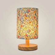 Solid Wood Linen Gray USB Remote Control Adjustable LED Table Lamp