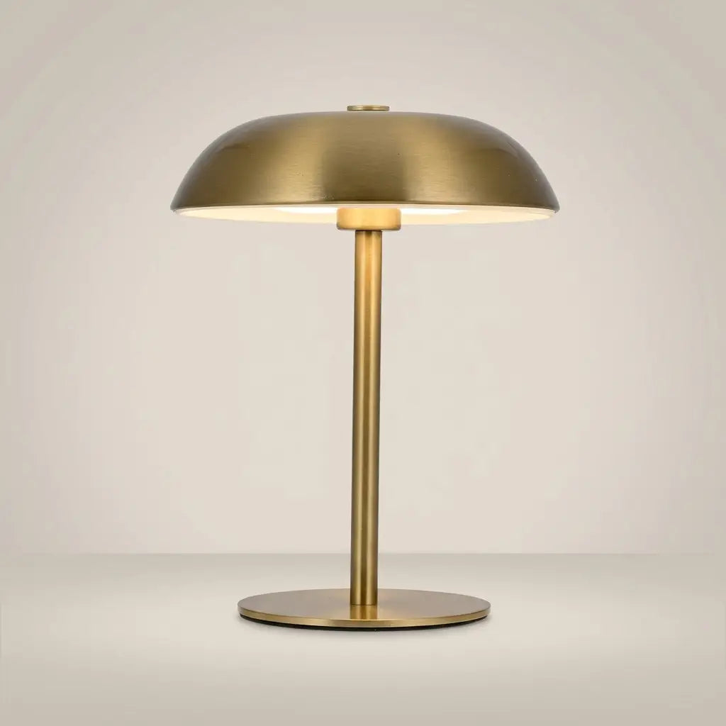 Brushed Metal Mushroom USB-C Rechargeable Touch-Control LED Bedside Lamp