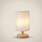 Solid Bamboo Wood Linen Fabric USB Rechargeable Adjustable LED Table Lamp