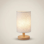 Solid Bamboo Wood Linen Fabric USB Rechargeable Adjustable LED Table Lamp