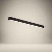 Modern minimalist aluminum sand white ceiling light at front view lit showing remote control and 60cm linear strip
