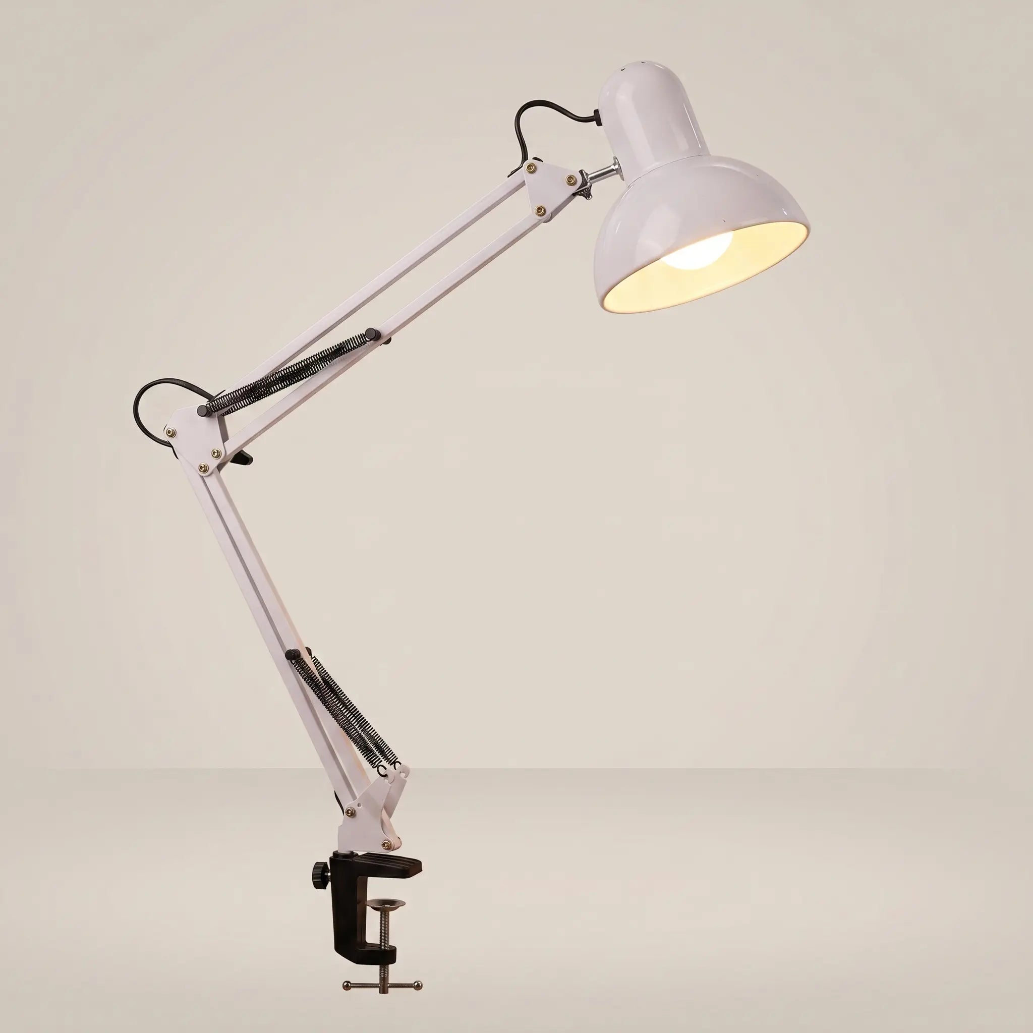 Black Adjustable Long Arm Tri-Color 12W Clip-On Table Lamp