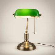 Hand-Blown Green Glass Curved Adjustable 1-Light Table Lamp