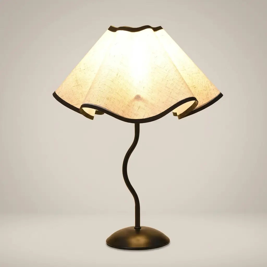 Cotton Linen Petal Fabric Metal Base 7W Eye-Care LED Bedside Lamp