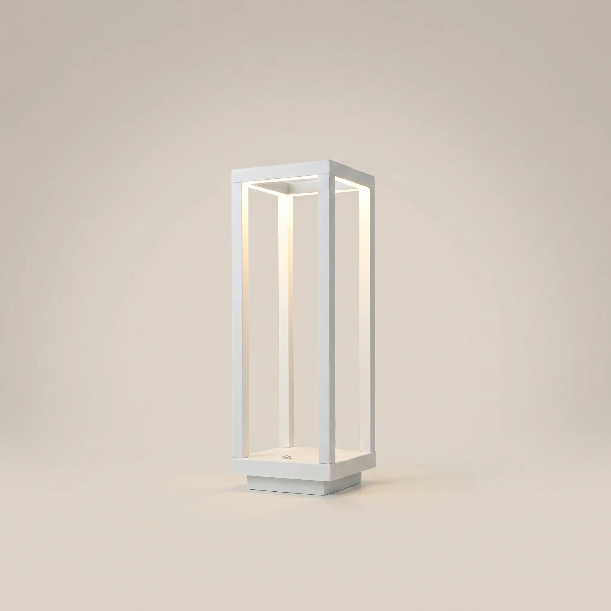 Metal White Square Pillar Touch-Control Adjustable Color Temperature Table Lamp