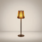 Tea Brown Ribbed Cylindrical Touch-Control RGB Color-Changing LED Table Lamp
