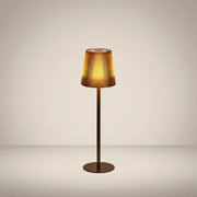 Tea Brown Ribbed Cylindrical Touch-Control RGB Color-Changing LED Table Lamp