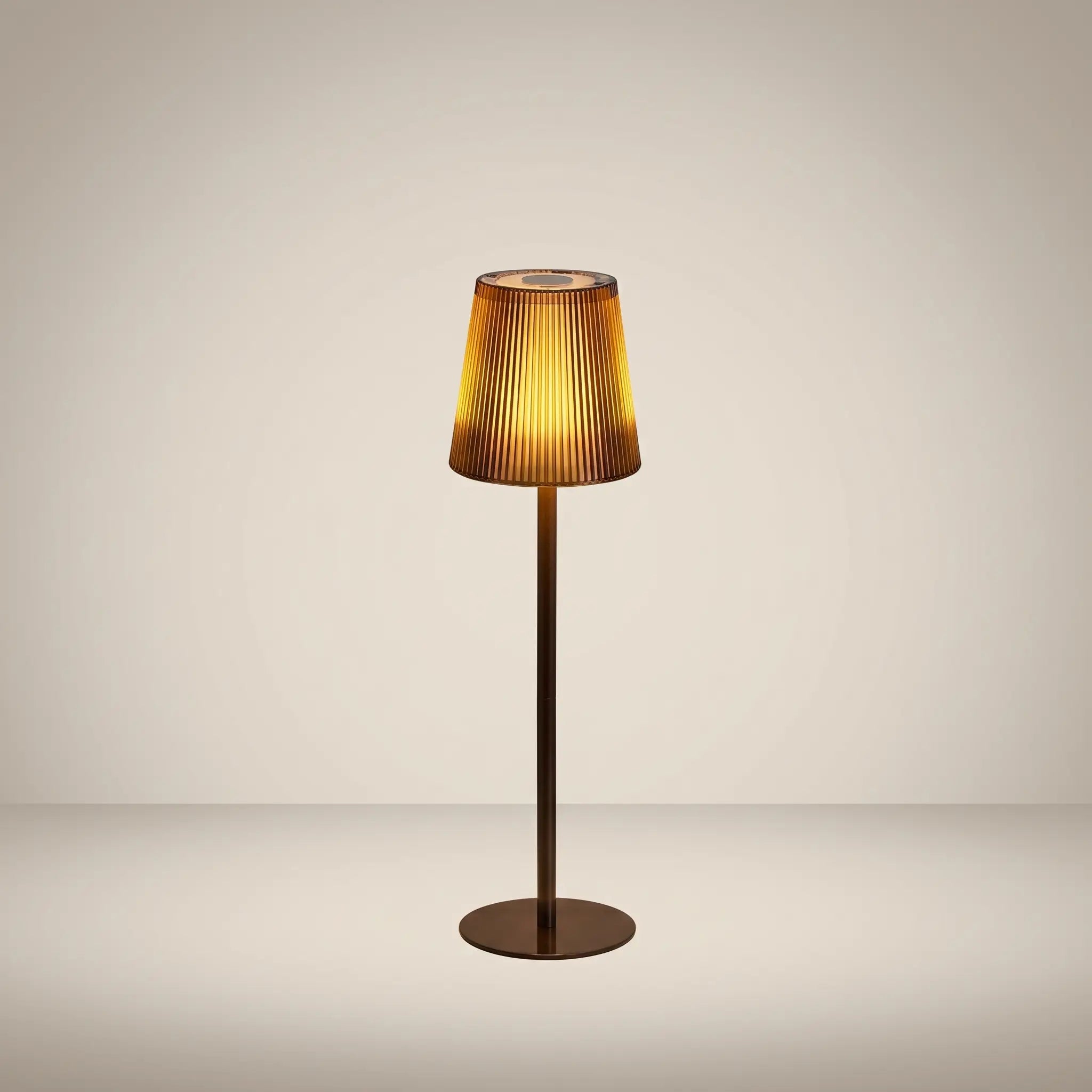 Tea Brown Ribbed Cylindrical Touch-Control RGB Color-Changing LED Table Lamp