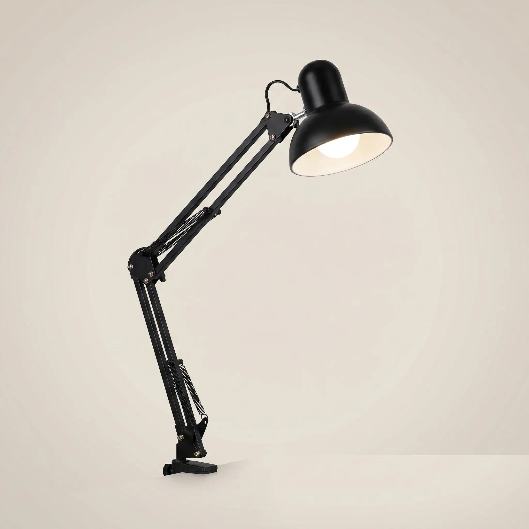 Black Adjustable Long Arm Tri-Color 12W Clip-On Table Lamp