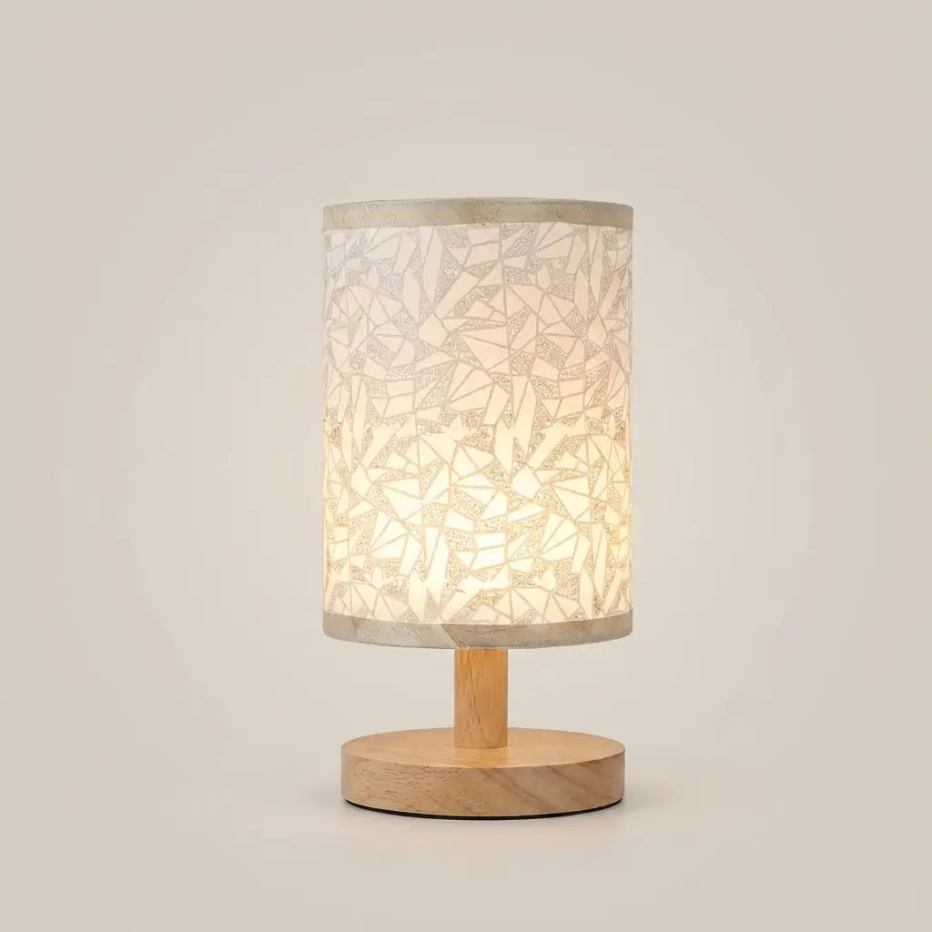 Solid Wood Linen Gray USB Remote Control Adjustable LED Table Lamp