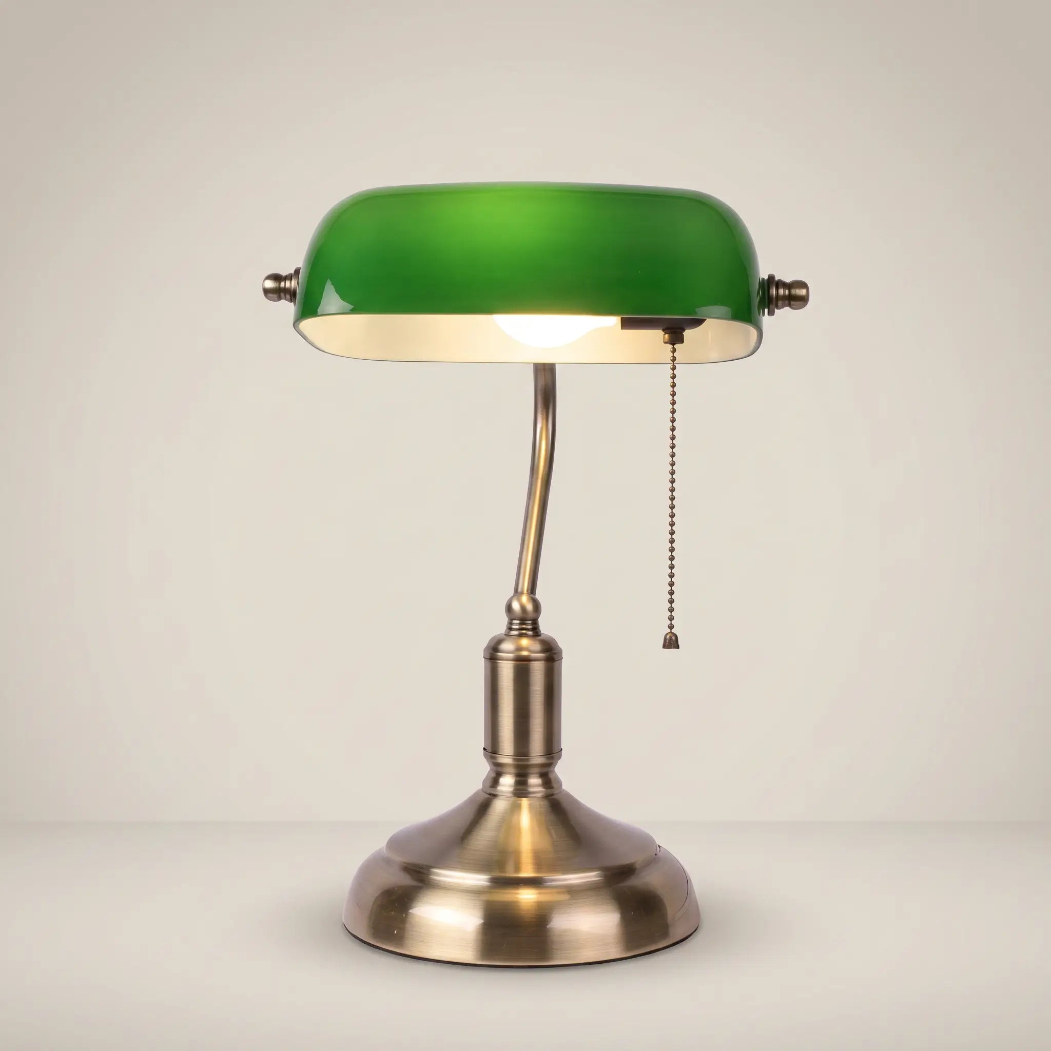 Hand-Blown Green Glass Curved Adjustable 1-Light Table Lamp