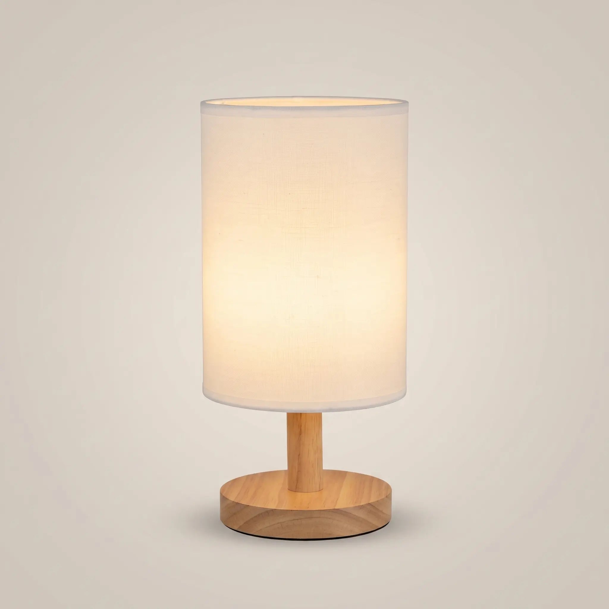 Solid Bamboo Wood Linen Fabric USB Rechargeable Adjustable LED Table Lamp