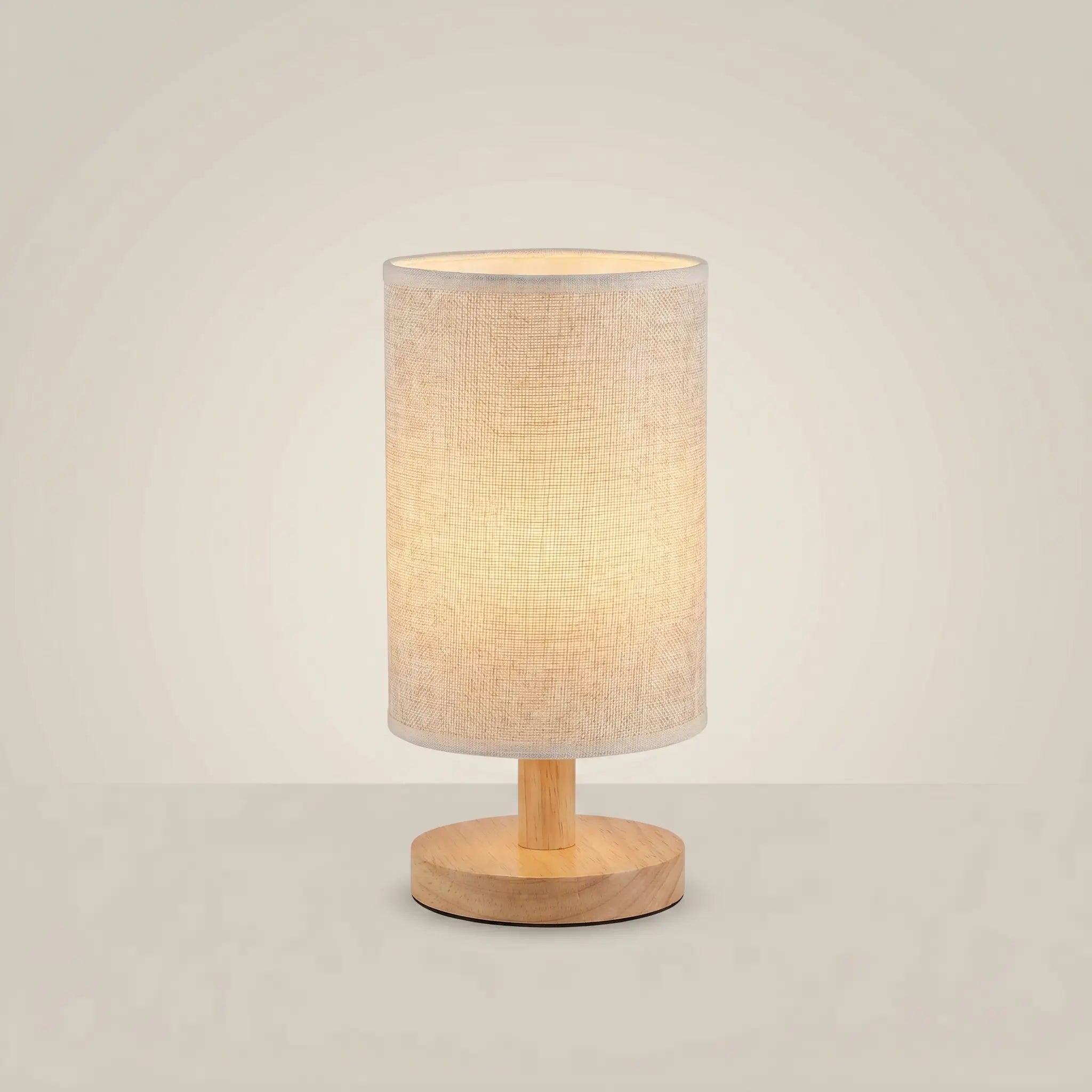 Solid Bamboo Wood Linen Fabric USB Rechargeable Adjustable LED Table Lamp