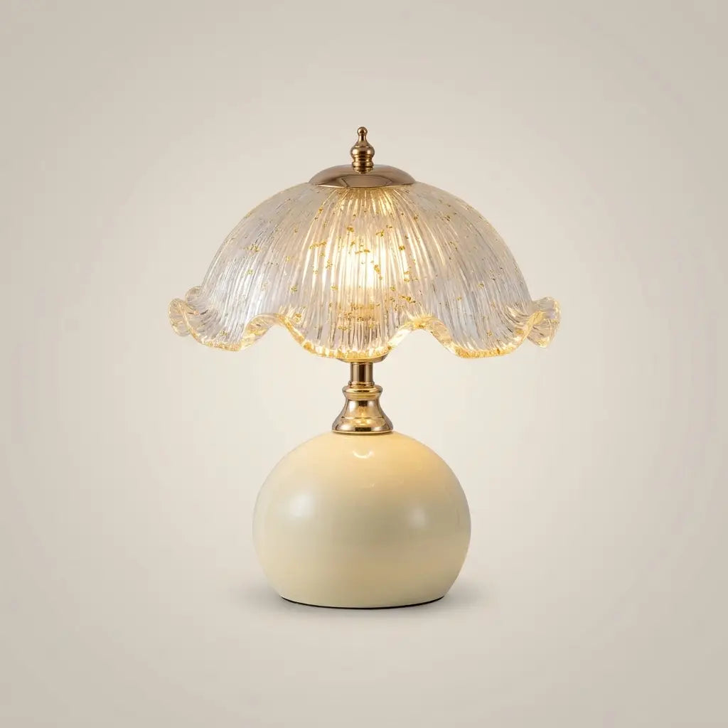 Cream Iron Plug-In Ambient Atmosphere Bedside Lamp