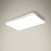 Minimalist modern white PVC iron voice control LED ceiling light rectangle 35 inch by 24 inch front view with white PVC shade and iron body